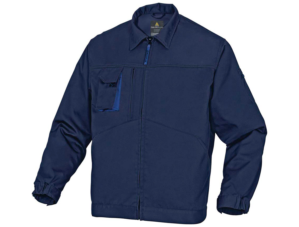 VESTE TRAVAIL DELTAPLUS MACH2 POLYESTER COTON 245G/M2 FERMETURE ZIP 4 POCHES COLORIS BLEU MARINE/BLEU ROI TAILLE XL