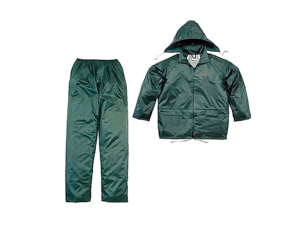 ENSEMBLE PLUIE 400 VESTE PANTALON POLYESTER ENDUIT PVC COLORIS VERT TAILLE XL