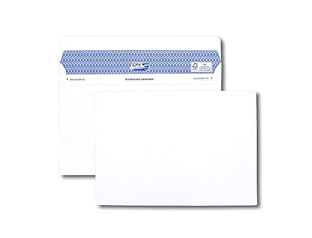 ENVELOPPE GPV C5 162X229MM 90G ADHSIVE FERMETURE RAPIDE SCURISE DFINITIVE BLANCHE BOTE 500 UNITS