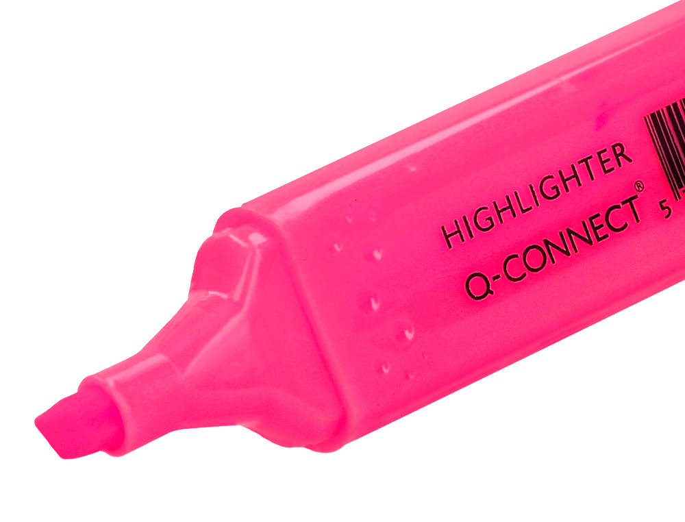 SURLIGNEUR Q-CONNECT TRACÉ 2/5 MM POINTE BISEAUTÉE COULEURS ÉCLATANTES ROSE
