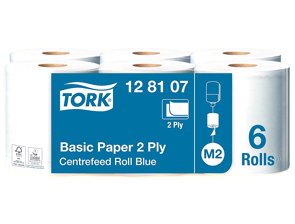 BOBINE ESSUYAGE TORK M2 160M OUATE RECYCLE 2 PLIS DVIDAGE CENTRAL BOBINE 450F PRDCOUPES 180X270MM PACK 6 UNITS