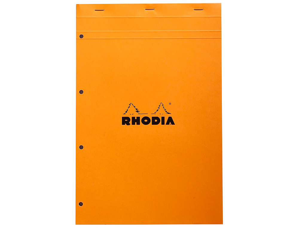 BLOC BUREAU RHODIA A4+ PAPIER VLIN SURFIN COUVERTURE ENDUITE ENVELOPPANTE 218X318MM 80F DTACHABLES 80G 5X5MM ORANGE