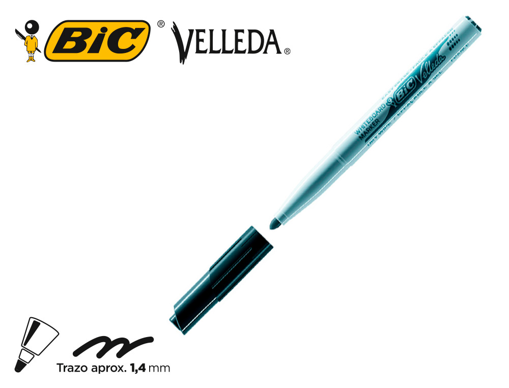 MARQUEUR BIC VELLEDA 1741 EFFAABLE POINTE OGIVE TRAC 2MM ENCRE CTONE FORMAT STYLO GRANDE LONGVIT NOIR