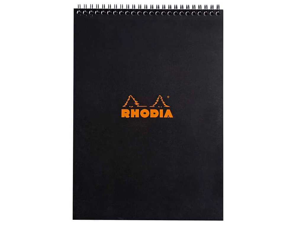 BLOC RHODIA CLASSIC BLACK A4 21X29.7CM COUVERTURE CARTE ENDUITE RELIURE INTÉGRALE 80F 80G 5X5MM MICROPERFORÉ