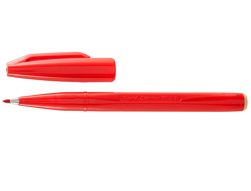STYLO-FEUTRE PENTEL SIGN PEN AQUARELLABLE CRITURE LARGE 0.8MM POINTE FIBRE ACRYLIQUE ENCRE SOLUBLE EAU COLORIS ROUGE