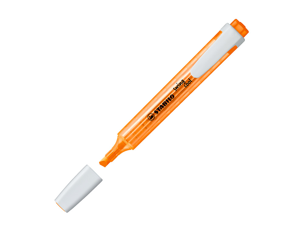 SURLIGNEUR STABILO SWING COOL MODLE DE POCHE AVEC AGRAFE TRAC 1/3MM ENCRE LIQUIDE PIGMENTE VISIBLE COLORIS ORANGE