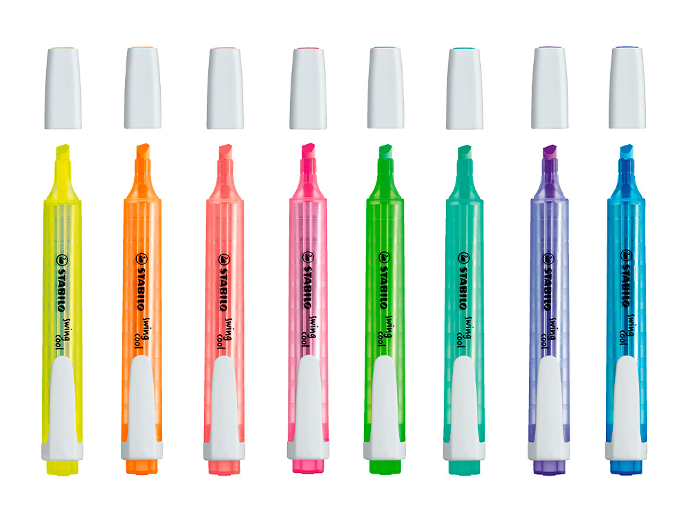 SURLIGNEUR STABILO SWING COOL MODLE DE POCHE AVEC AGRAFE TRAC 1/3MM ENCRE LIQUIDE PIGMENTE VISIBLE COLORIS ORANGE