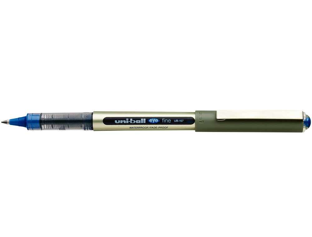 ROLLER UNIBALL UB-157 EYE ÉCRITURE MOYENNE 0.5MM DOUBLE NIVEAU ENCRE LIQUIDE VISIBLE RÉGULATEUR DÉBIT COLORIS BLEU