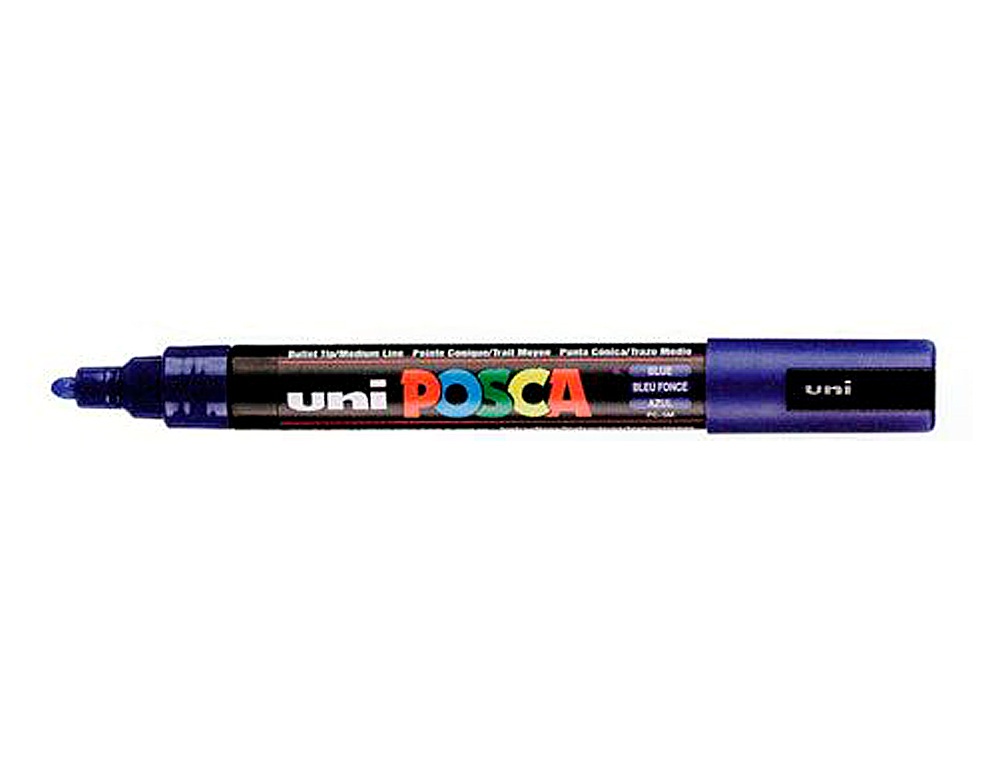 MARQUEUR POSCA PC5M GOUACHE ENCRE INODORE TOUTES SURFACES POINTE MOYENNE CONIQUE COULEUR OPAQUE COUVRANTE BLEU FONCÉ