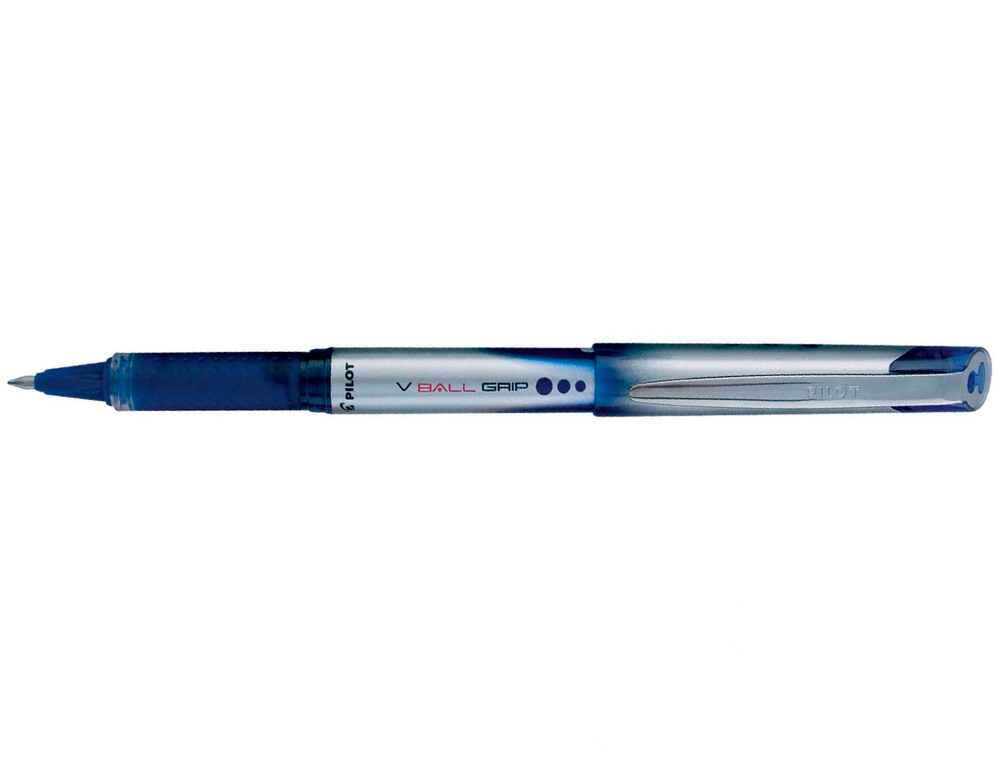 ROLLER PILOT VBALL GRIP ÉCRITURE MOYENNE 0.7MM POINTE ACIER INOXYDABLE NIVEAU ENCRE LIQUIDE VISIBLE GRIP CAOUTCHOUC BLEU