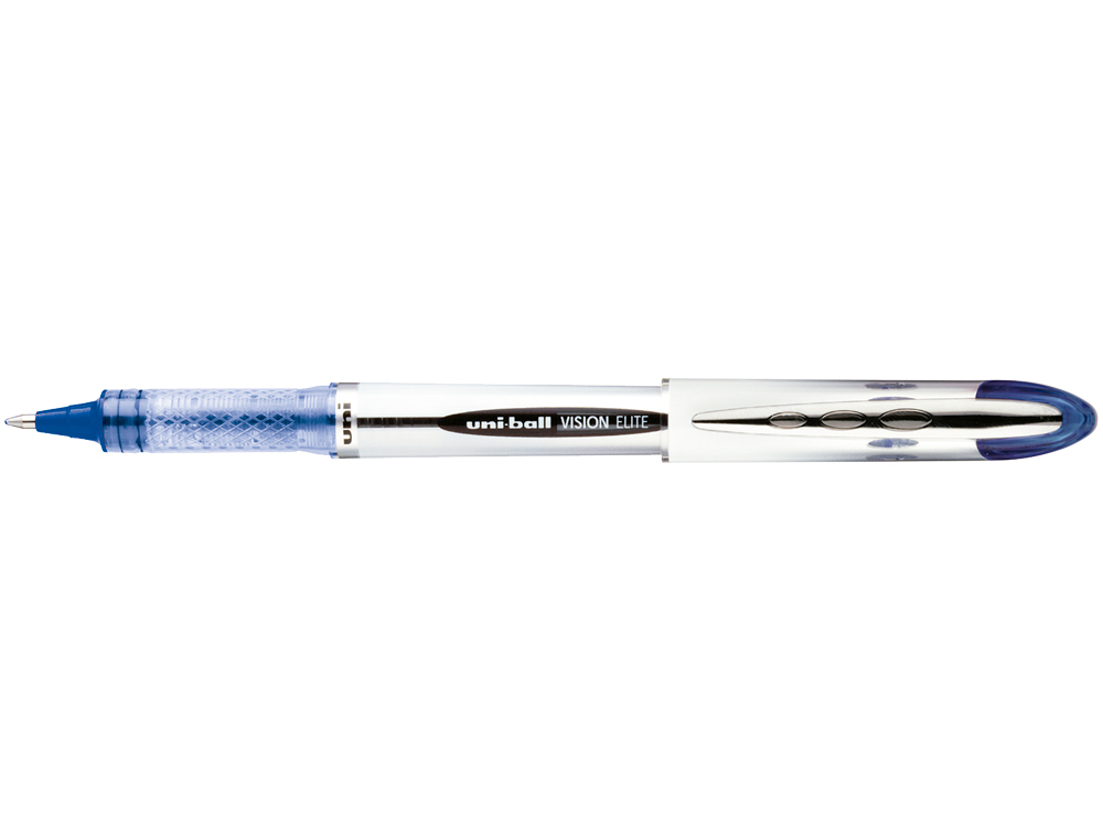ROLLER UNIBALL UB-200 VISION LITE CRITURE MOYENNE 0.5MM CORPS LUXE GRIS ENCRE LIQUIDE VISIBLE RECHARGEABLE BLEU