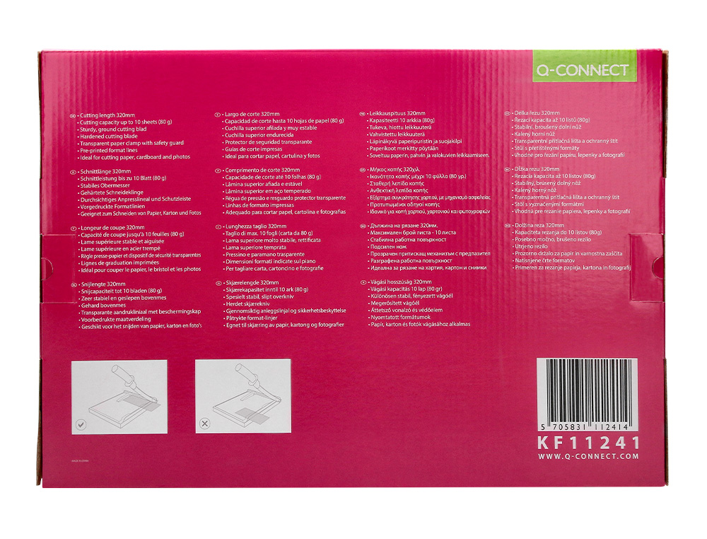 CISAILLE Q-CONNECT MTAL FORMAT A4 CAPACIT COUPE 10F PRESSION MANUELLE 60X300X350MM