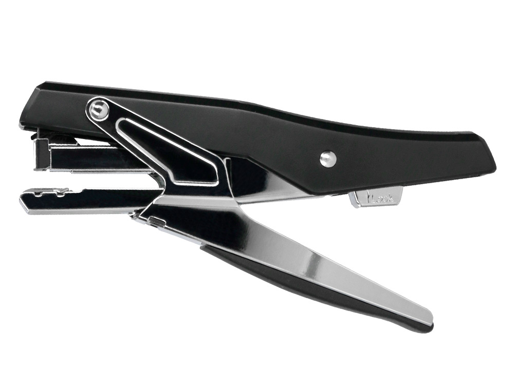 PINCE  AGRAFER Q-CONNECT ERGONOMIQUE 75X25X175MM 25F AGRAFES 24/6 ET 26/6 COLORIS CHROM/NOIR