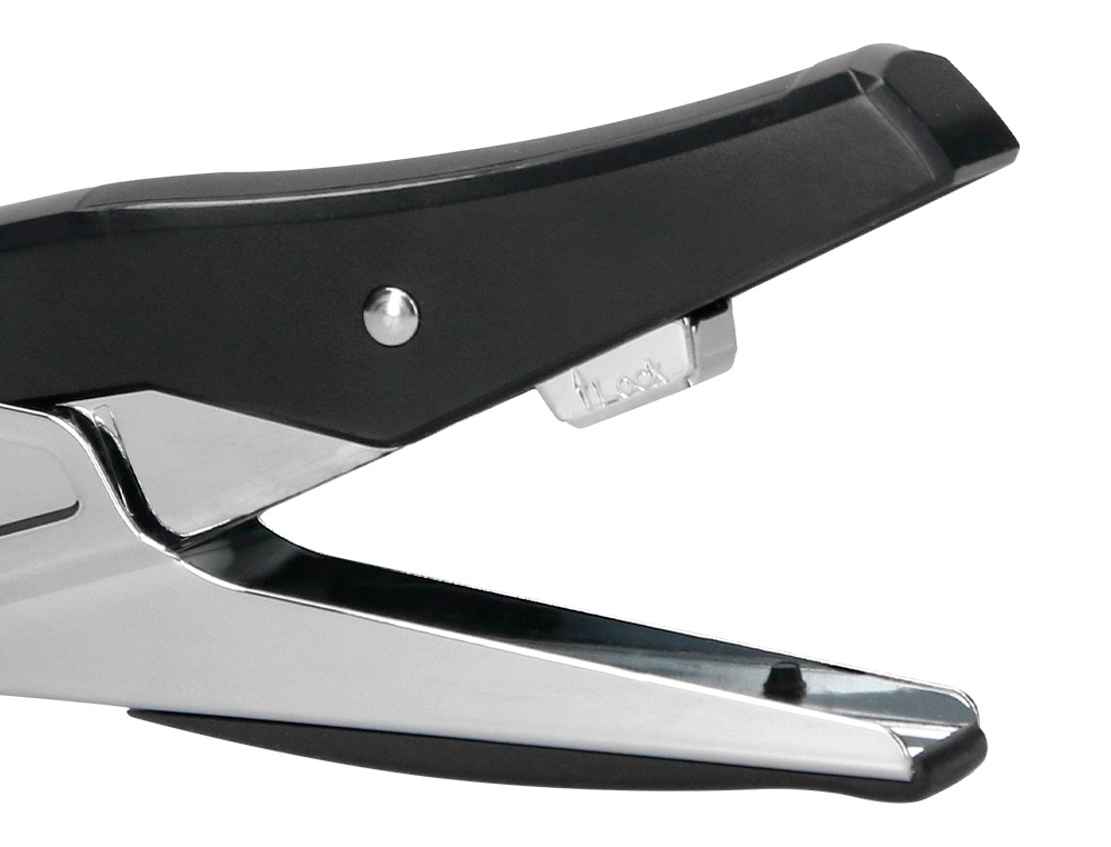 PINCE  AGRAFER Q-CONNECT ERGONOMIQUE 75X25X175MM 25F AGRAFES 24/6 ET 26/6 COLORIS CHROM/NOIR