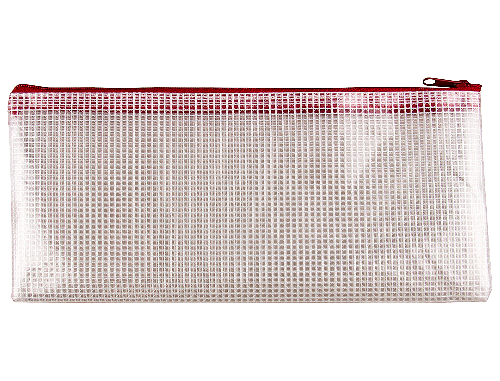POCHETTE Q-CONNECT PORTE-DOCUMENTS PVC TAILLE CHQUE OUVERTURE SUPRIEURE AVEC FERMETURE CLAIR COLORIS ROUGE