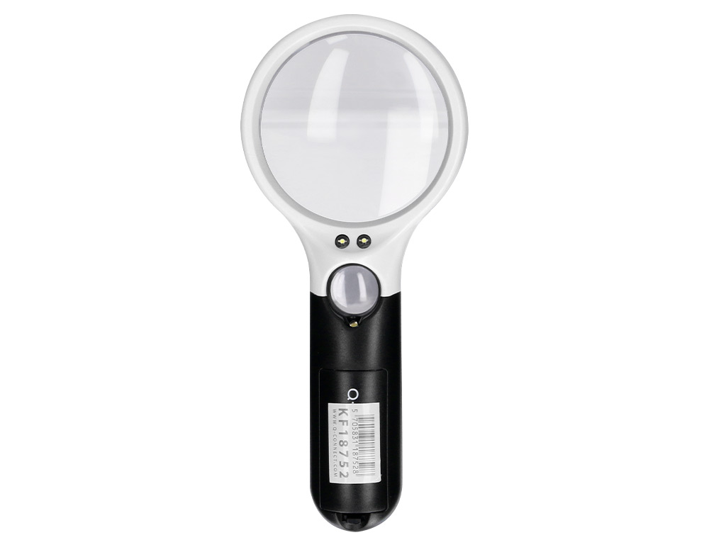 LOUPE LECTRIQUE Q-CONNECT LENTILLE VERRE RONDE 75MM DIAMTRE MONTURE ABS GROSSISSEMENT PAR 3 3 AMPOULES LED