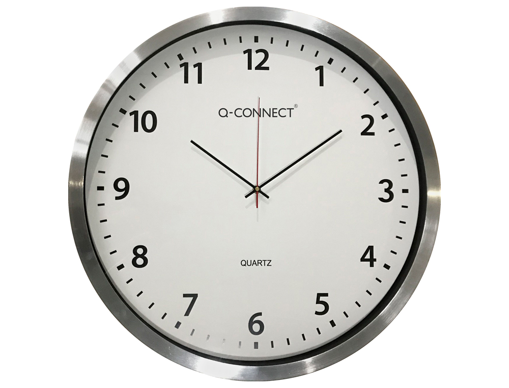 HORLOGE Q-CONNECT MURALE DESIGN ACTUEL GRANDE LISIBILITÉ 1 PILE AA NON FOURNIE DIAMÈTRE 60CM GRIS CHROMÉ