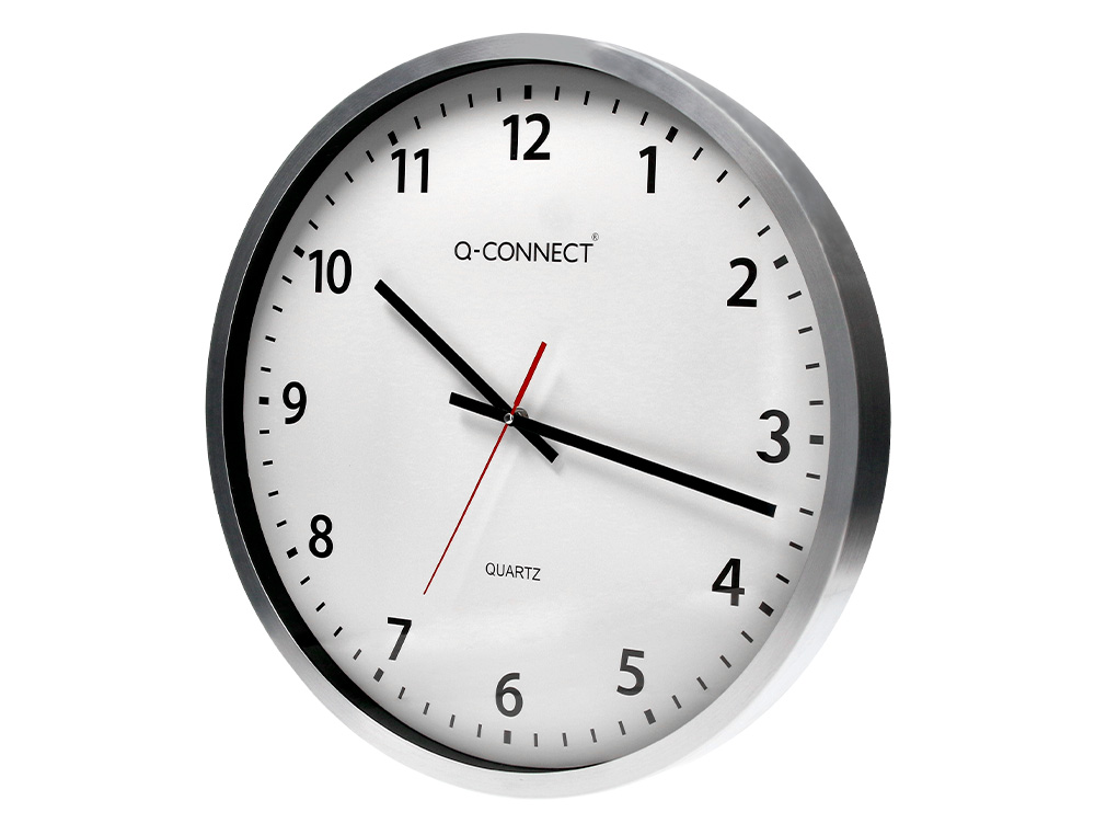 HORLOGE Q-CONNECT MURALE DESIGN ACTUEL GRANDE LISIBILITÉ 1 PILE AA NON FOURNIE DIAMÈTRE 60CM GRIS CHROMÉ