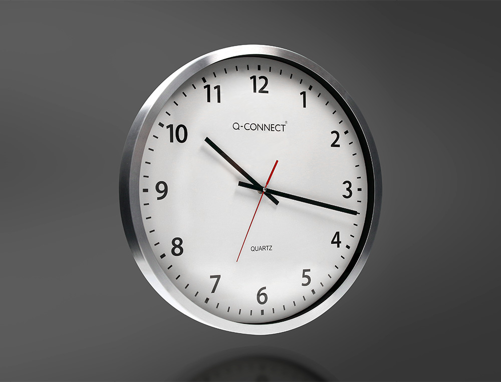 HORLOGE Q-CONNECT MURALE DESIGN ACTUEL GRANDE LISIBILITÉ 1 PILE AA NON FOURNIE DIAMÈTRE 60CM GRIS CHROMÉ