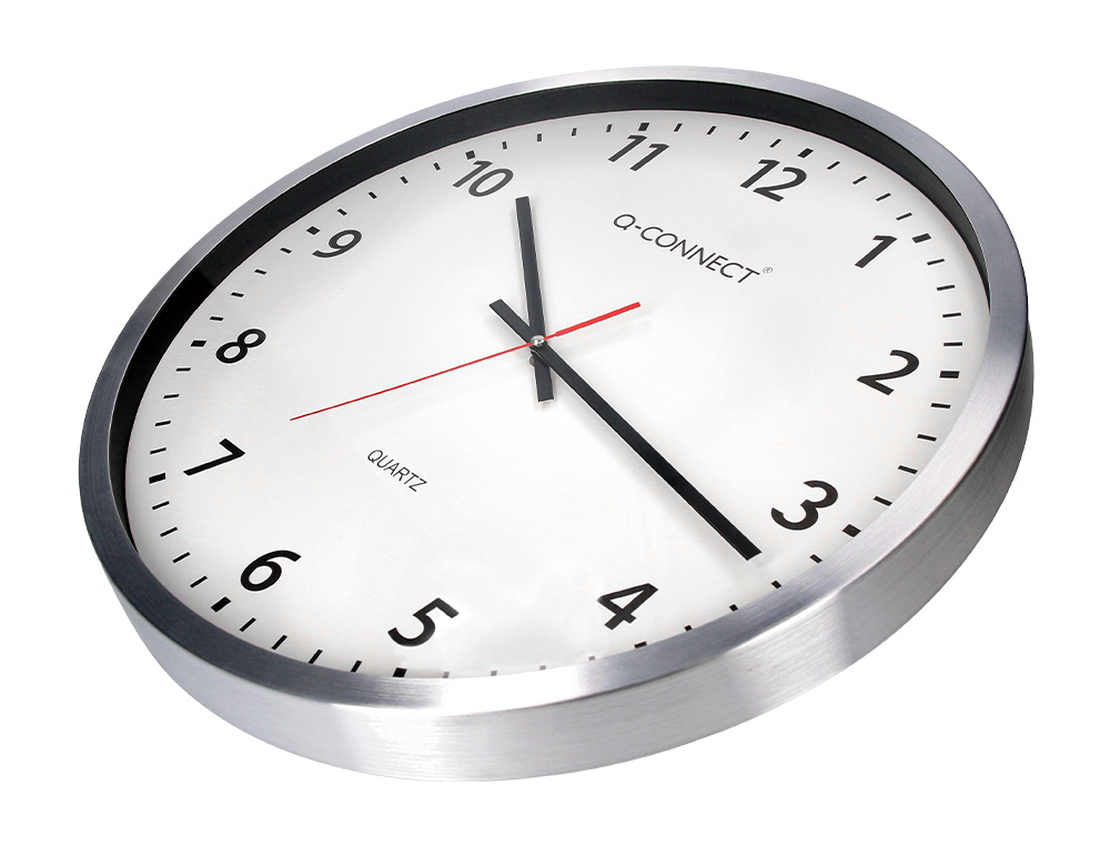 HORLOGE Q-CONNECT MURALE DESIGN ACTUEL GRANDE LISIBILITÉ 1 PILE AA NON FOURNIE DIAMÈTRE 60CM GRIS CHROMÉ