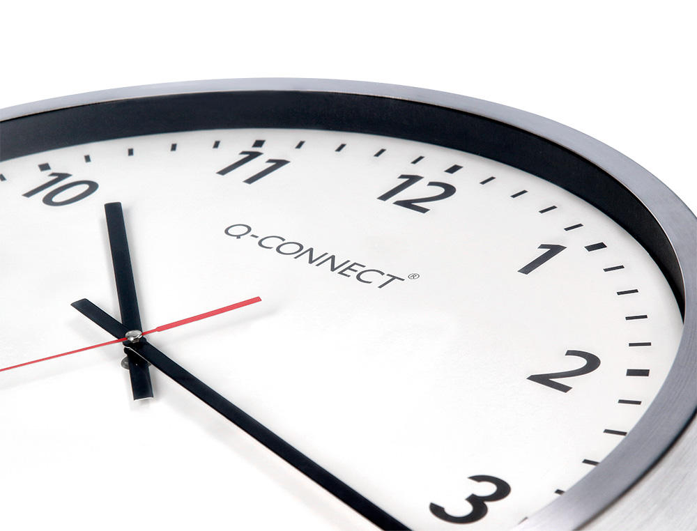 HORLOGE Q-CONNECT MURALE DESIGN ACTUEL GRANDE LISIBILITÉ 1 PILE AA NON FOURNIE DIAMÈTRE 60CM GRIS CHROMÉ
