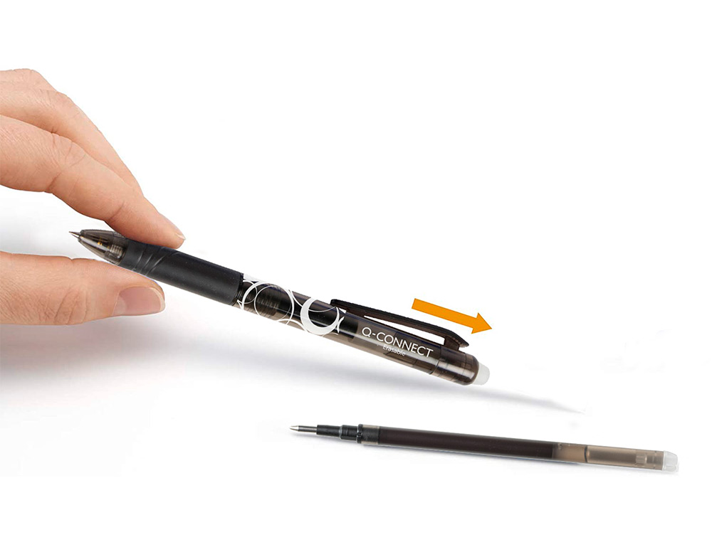 RECHARGE ROLLER Q-CONNECT ENCRE EFFACABLE COULEUR NOIR  SET DE 3U