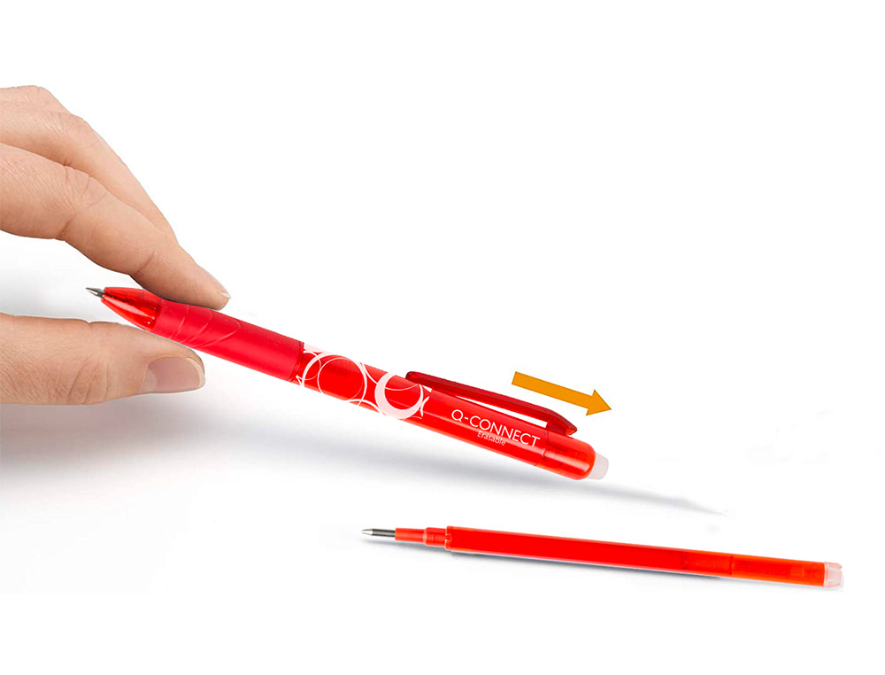 RECHARGE ROLLER Q-CONNECT ENCRE EFFACABLE COULEUR ROUGE SET DE 3U