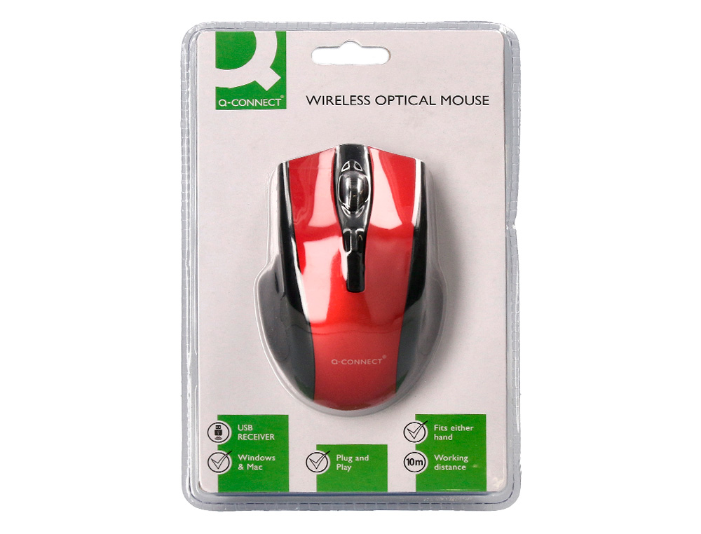 SOURIS Q-CONNECT SANS FIL OPTIQUE 1000DPI RECEPTEUR USB 2,4GHZ COLORIS ROUGE