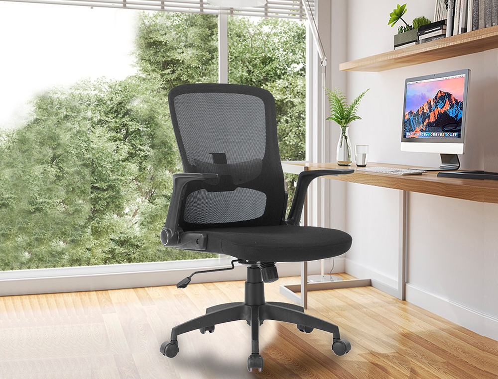 CHAISE BUREAU Q-CONNECT ROTATIVE BASE NYLON MAILLE    MAXIMUM SUPPORTE 130KG        910+75X550X610MM COLORIS NOIR