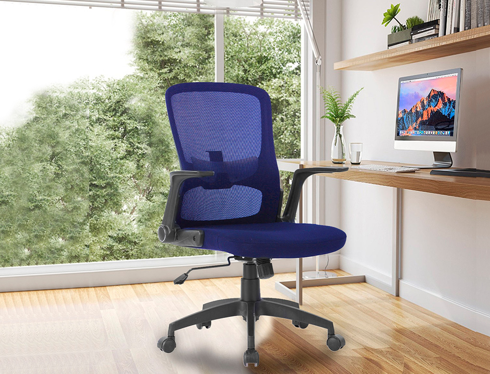 CHAISE BUREAU Q-CONNECT ROTATIVE BASE NYLON MAILLE    MAXIMUM SUPPORTE 130KG        910+75X550X610MM COLORIS BLEU