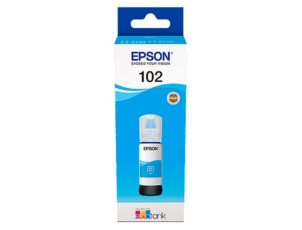 CARTOUCHE EPSON JET ENCRE ECOTANK 102 ET-2700 / 2750 /  3700 / 3750 / 4750 BOTE DE 70 ML CYAN 6000 PAGES