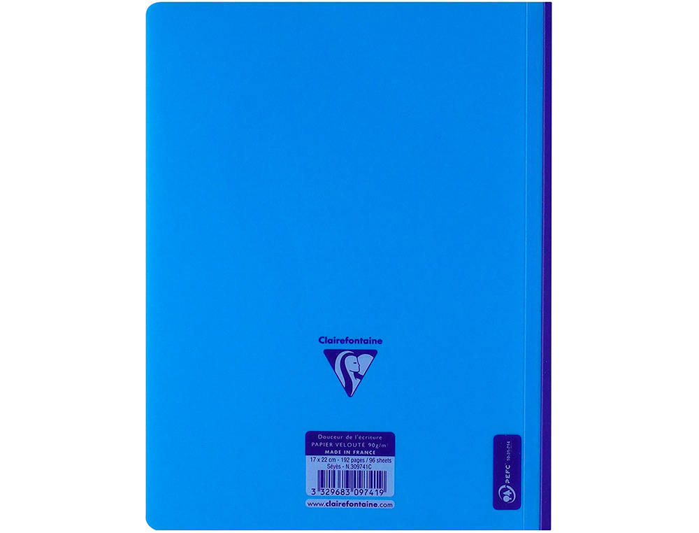 CAHIER BROCHE CLAIREFONTAINE MIMESYS COUSU COUVERTURE      POLYPROPYLENE 17X22CM 192     PAGES 90G SEYES COLORIS