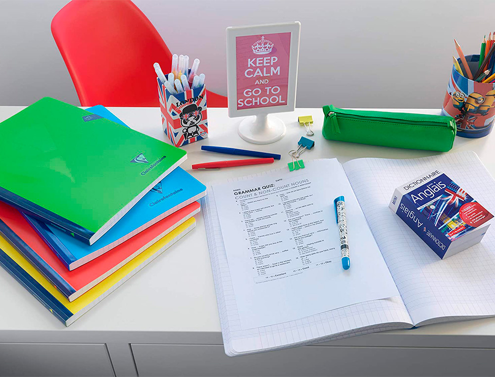 CAHIER BROCHE CLAIREFONTAINE MIMESYS COUSU COUVERTURE      POLYPROPYLENE 17X22CM 192     PAGES 90G SEYES COLORIS