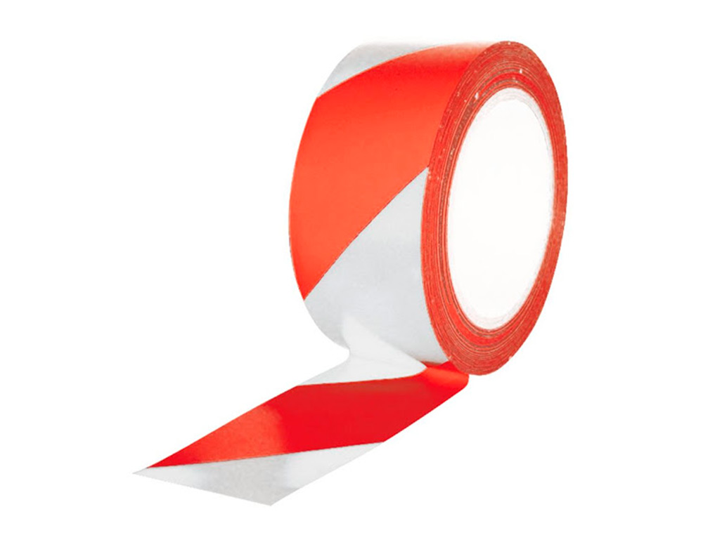 RUBAN BALISAGE Q-CONNECT NON ADHESIF TRES RESISTANT        75MMX300M COLORIS ROUGE/BLANC