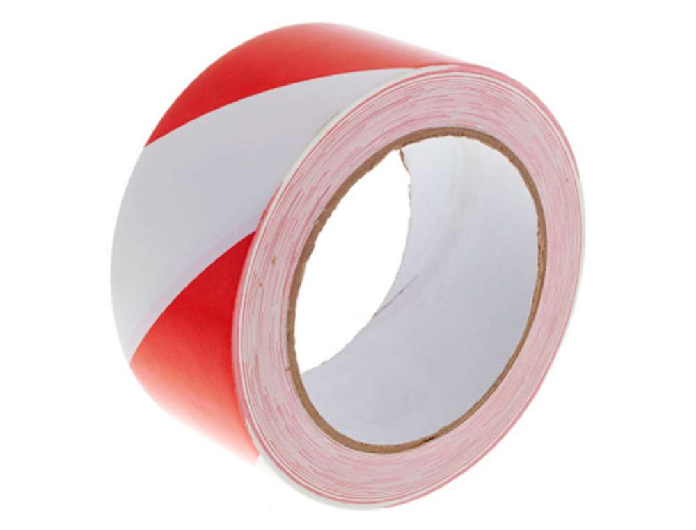 RUBAN BALISAGE Q-CONNECT NON ADHESIF TRES RESISTANT        75MMX300M COLORIS ROUGE/BLANC