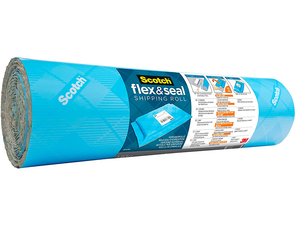 ROULEAU D EMBALLAGE POUR EXPEDITION 3M FLEX AND SEAL   ADHESIF SANS COLLER 38CMX6M