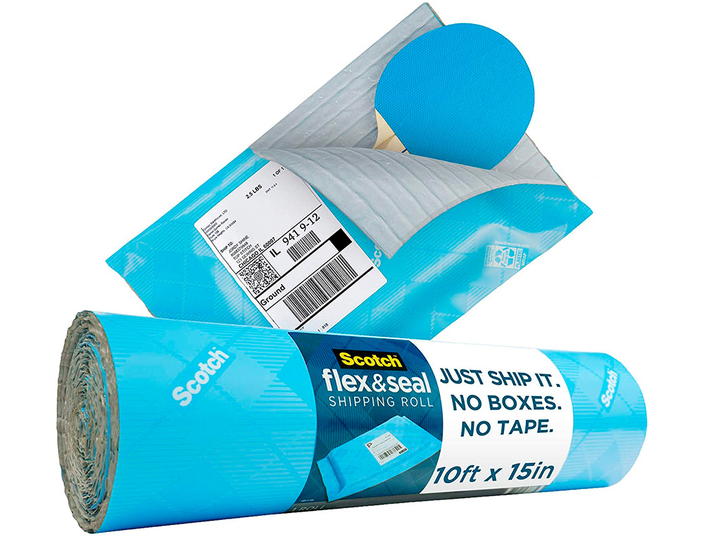 ROULEAU D EMBALLAGE POUR EXPEDITION 3M FLEX AND SEAL   ADHESIF SANS COLLER 38CMX6M