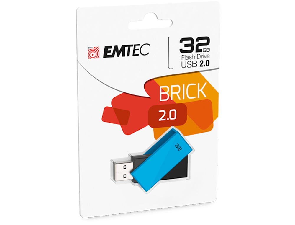 CLE USB EMTEC 2.0 C350 BRICK PIVOTANTE 32GB VITESSE        LECTURE 15MBS ECRITURE MB/S   COLORIS BLEU