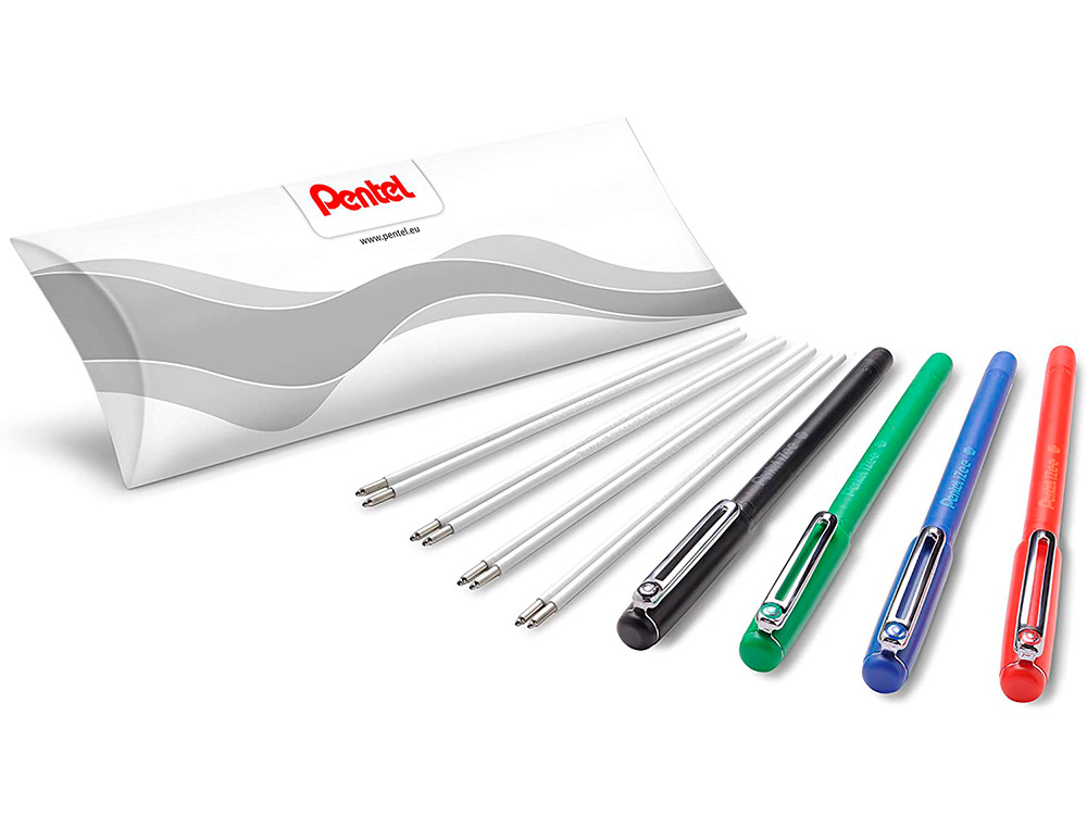 RECHARGE POUR STYLO-BILLE RETRACTABLE PENTEL BX470 IZEE POINTE LARGE 1MM ENCRE VERTE  SACHET 2 UNITES