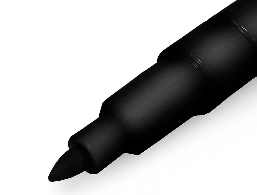 MARQUEUR PENTEL PERMANENT N50S CORPS METAL POINTE       CONIQUE TRES FINE ENCRE       INDELEBILE TOUS SUPPORTS NOIRE