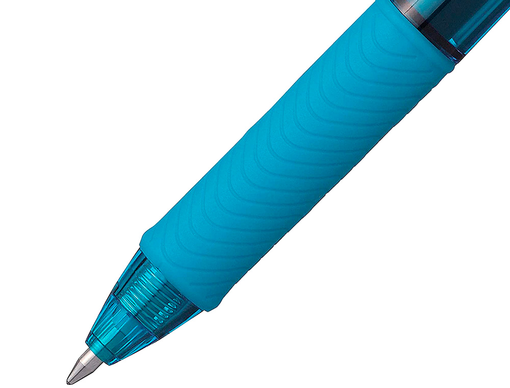 ROLLER PENTEL ENERGEL RETRACTABLE RECHARGEABLE      ENCRE DOUCE FLUIDE POINTE METAL 0,7MM GRIP CONFORT BLEU CIEL