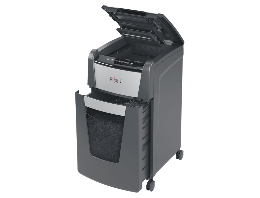 DESTRUCTEUR REXEL OPTIMUM AUTOFEED+ 225X COUPE CROISEE  4X26MM 225F AGRAFES CARTES    CREDIT TROMBONES SECURITE 4