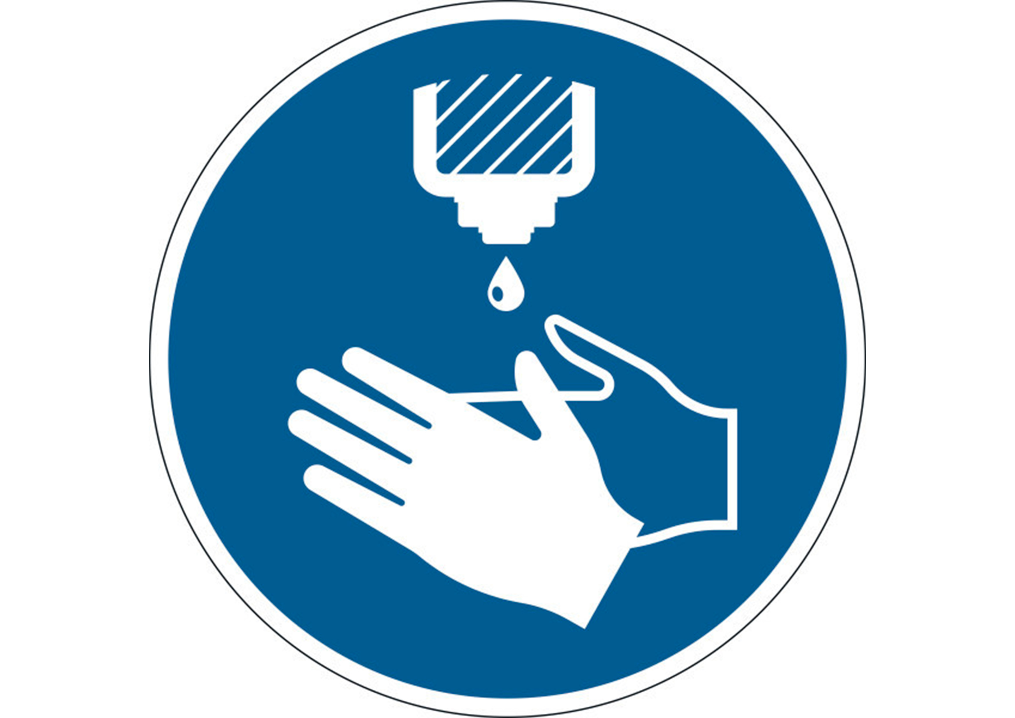 PICTOGRAMME AU SOL DESINFECTEZ-VOUS LES MAINS    DURABLE ADHESIF NON PERMANENT DIAMETRE 430MM