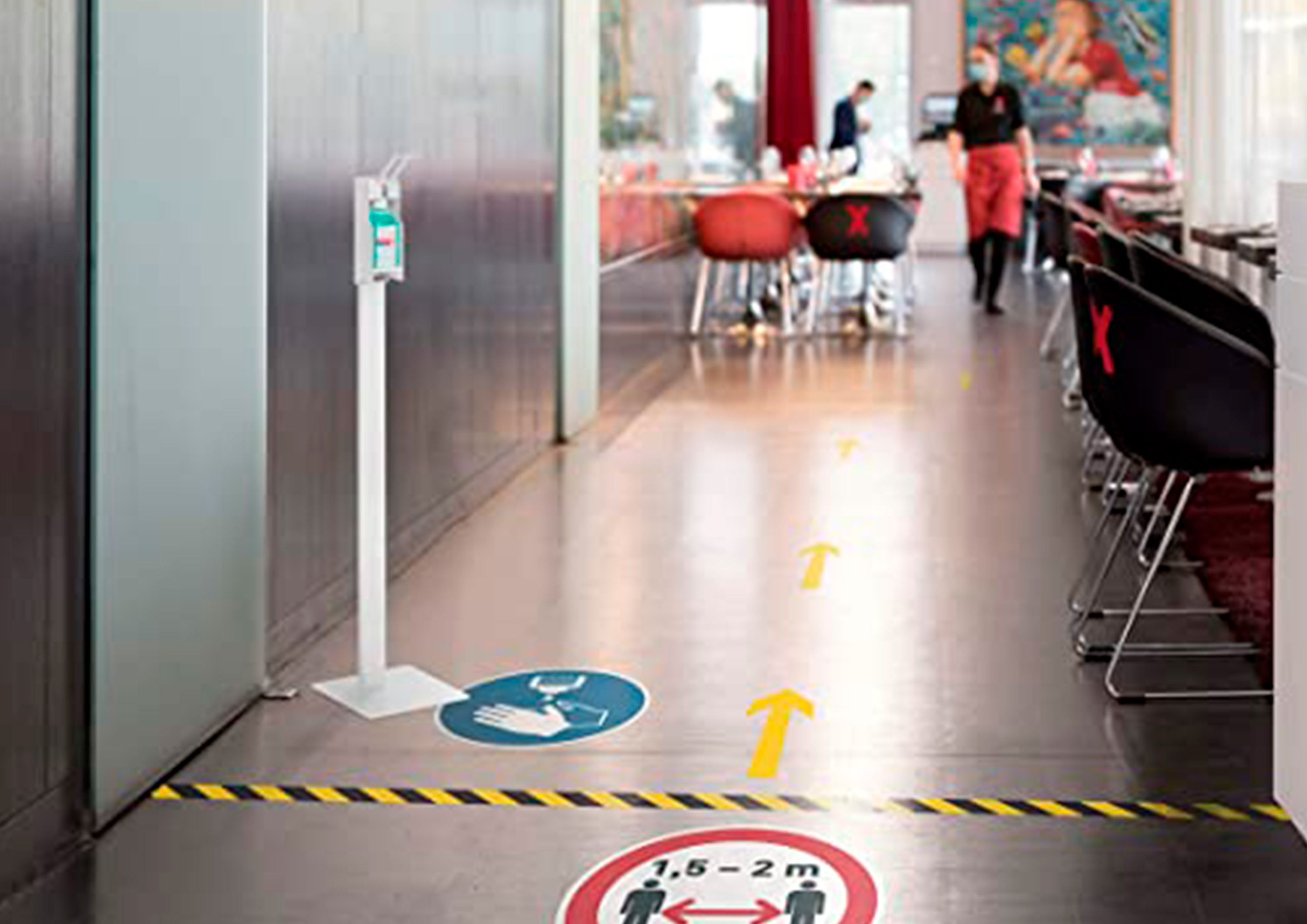 PICTOGRAMME AU SOL DESINFECTEZ-VOUS LES MAINS    DURABLE ADHESIF NON PERMANENT DIAMETRE 430MM