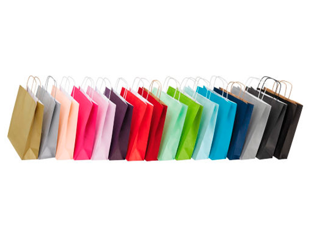 SAC KRAFT 100G/M2 POIGNEES TORSADEES 35X14X40CM PAQUET   50 UNITES COLORIS ARGENT