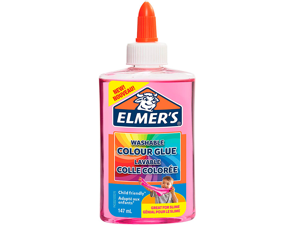 COLLE TRANSPARENTE ELMERS FABRICATION SLIME BRICOLAGE LAVABLE NE COULE PAS COULEUR ROSE FLACON 147ML