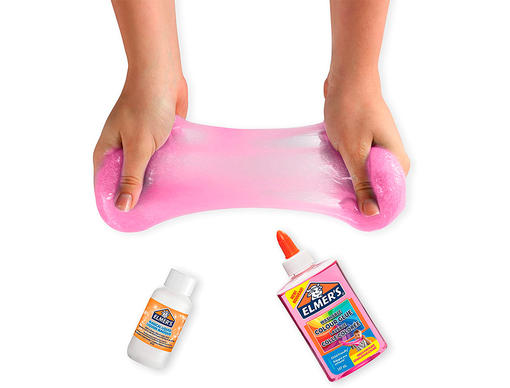 COLLE TRANSPARENTE ELMERS FABRICATION SLIME BRICOLAGE LAVABLE NE COULE PAS COULEUR ROSE FLACON 147ML