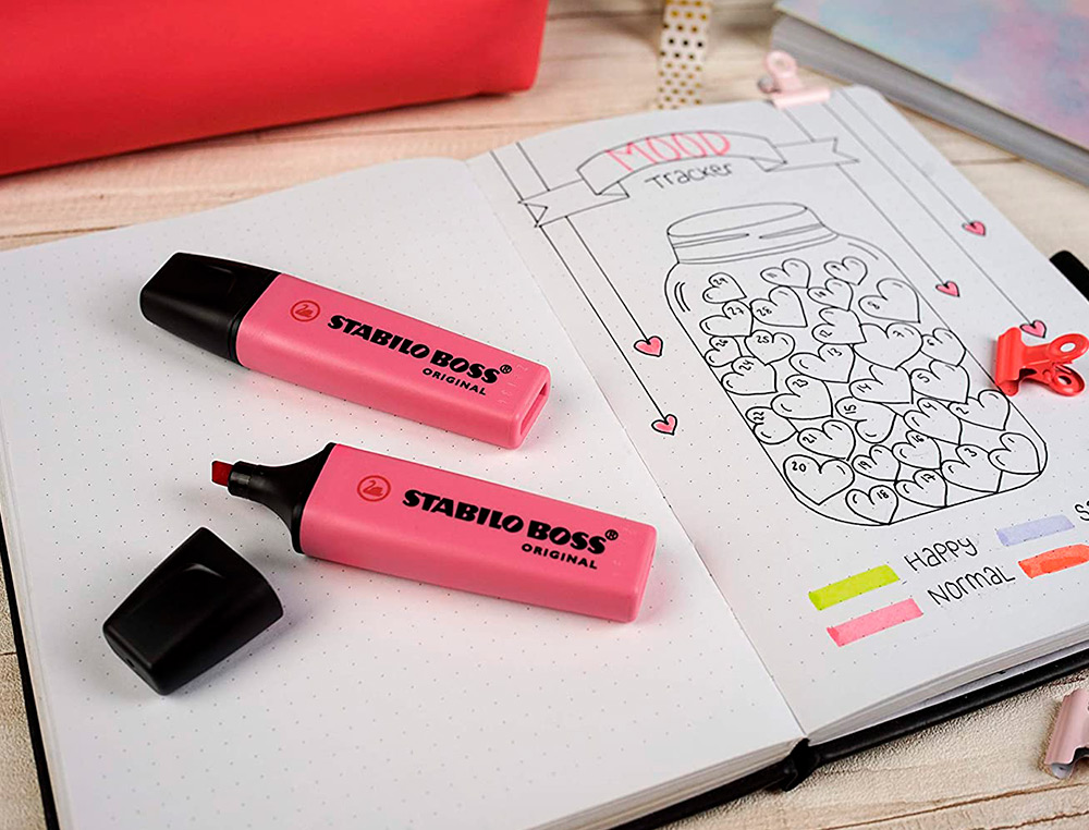 SURLIGNEUR STABILO BOSS ORIGINAL PASTEL ENCRE BASE    EAU POINTE BISEAUTEE LARGEUR  TRACE 2/5MM COLORIS PETALE DE