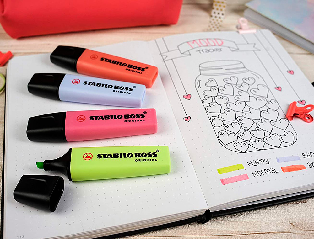 SURLIGNEUR STABILO BOSS ORIGINAL PASTEL ENCRE BASE    EAU POINTE BISEAUTEE LARGEUR  TRACE 2/5MM COLORIS PETALE DE