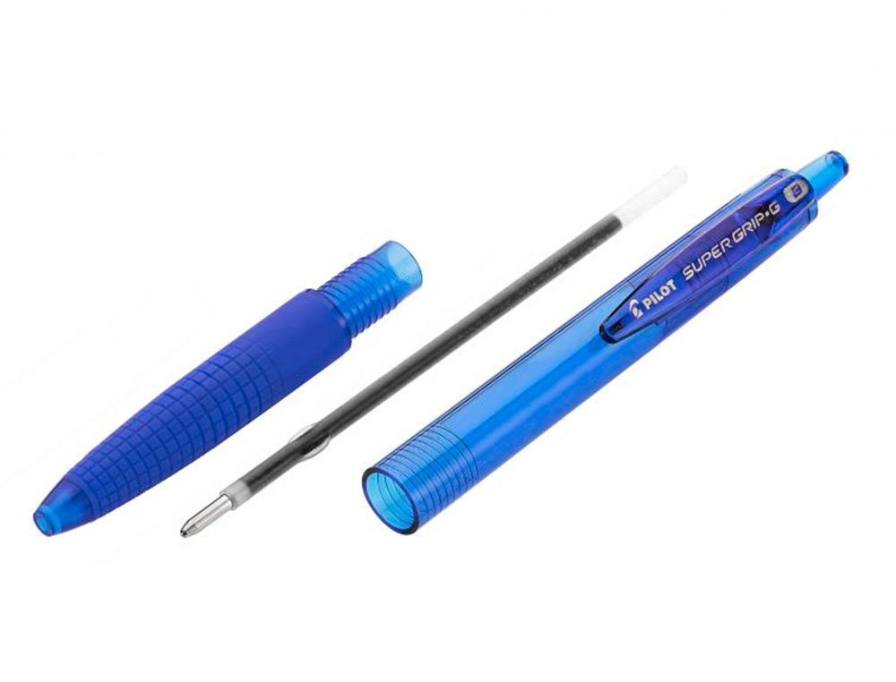 PACK PILOT SUPERGRIP G RT 12 STYLOS-BILLE POINTE MOYENNE 12 RECHARGES DONT 6 OFFERTES COLORIS BLEU